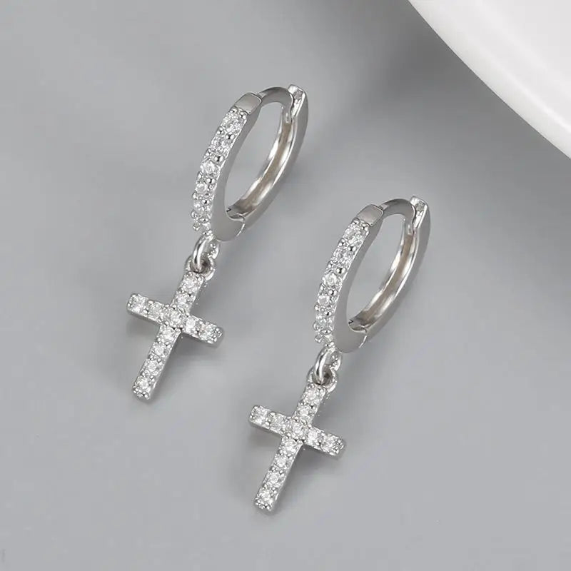Zircon Cross Earrings