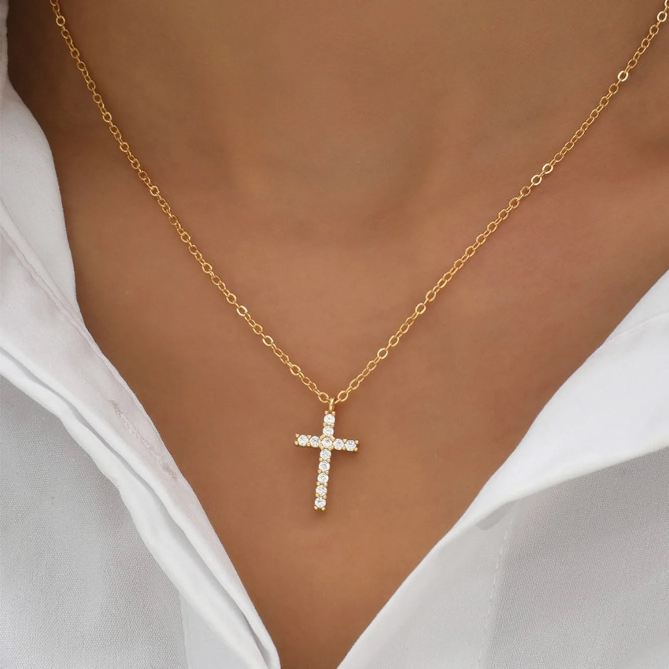 Crystal Cross Pendant Necklace