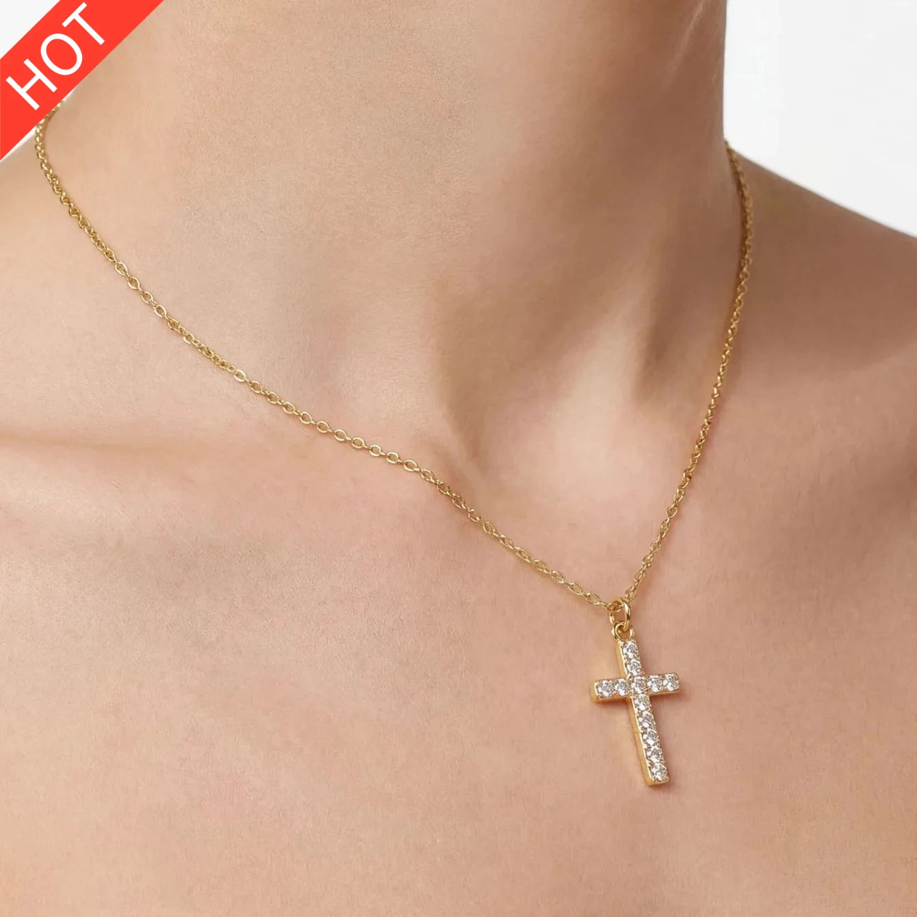 Crystal Cross Pendant Necklace