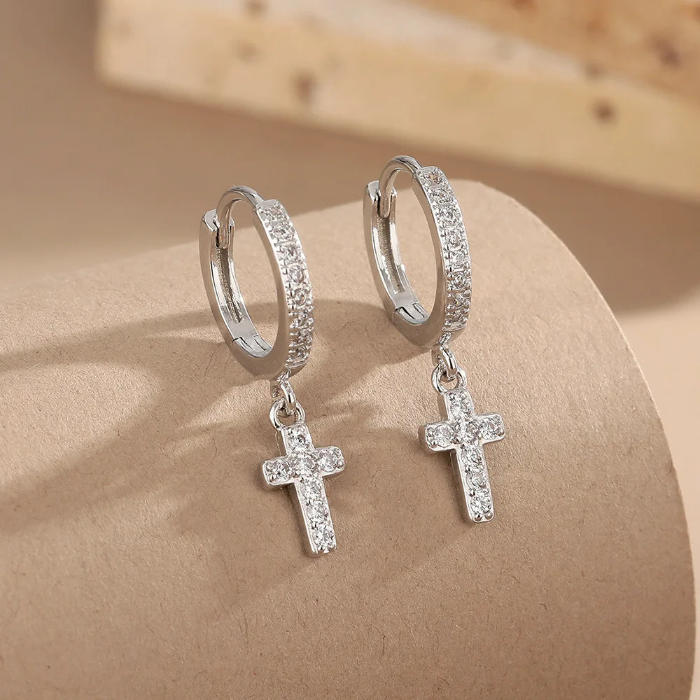Zircon Cross Earrings