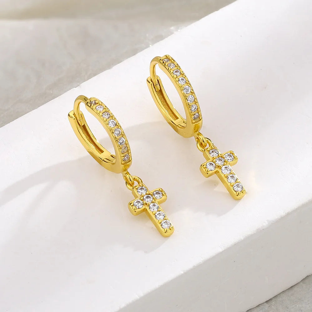 Zircon Cross Earrings