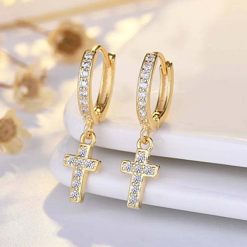 Zircon Cross Earrings