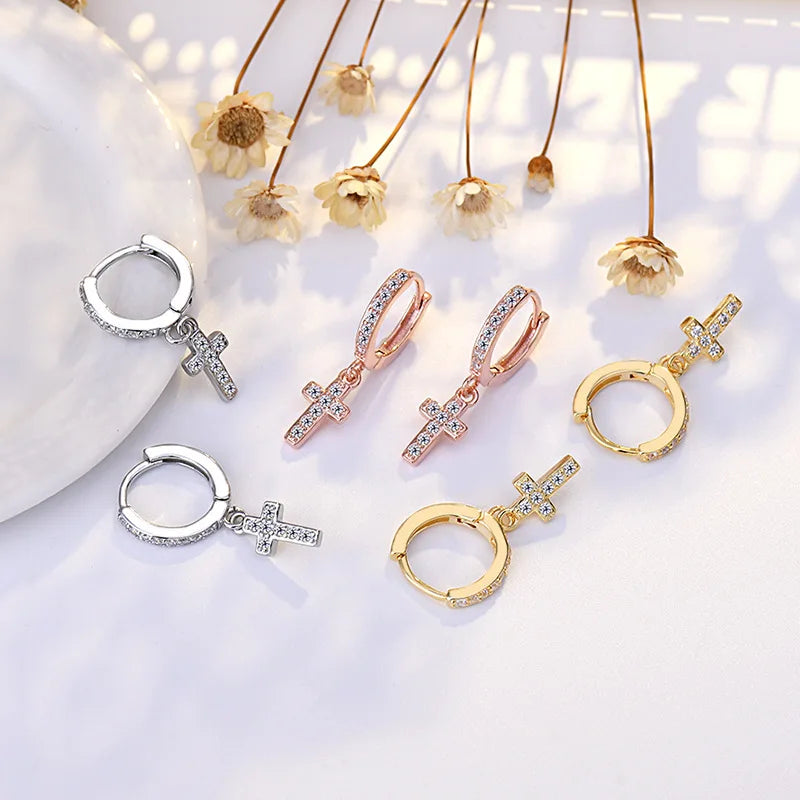 Zircon Cross Earrings
