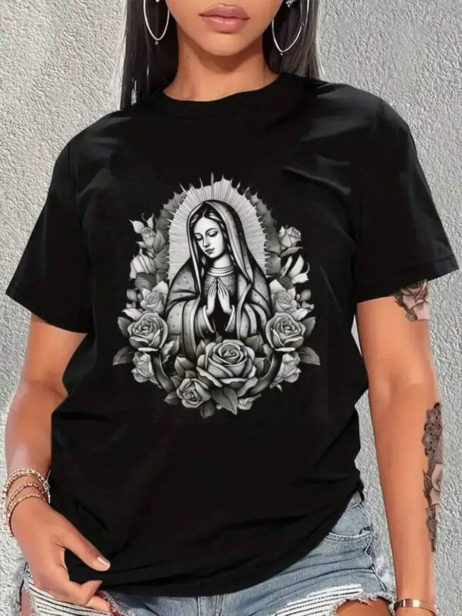 Virgin Mary Floral Tee