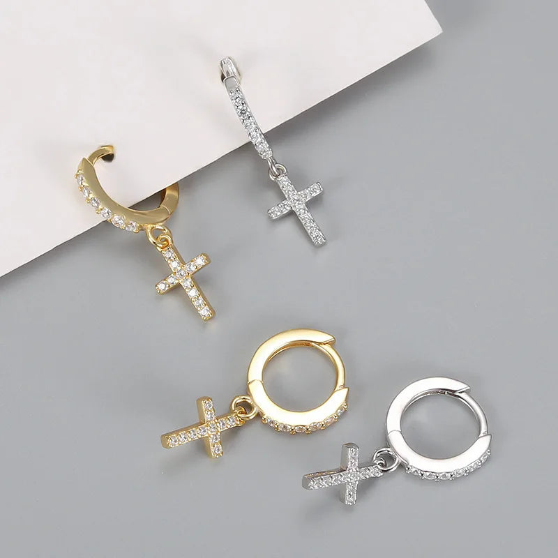 Zircon Cross Earrings